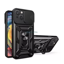   HUSĂ! - Protector de telefon din plastic Defender (rezistenta la impact mediu, interior din silicon, inel suport telefon, protectie camera) NEGRU Motorola Moto G62 5G (XT2223)