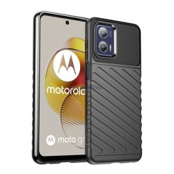   HUSĂ! - Protectie de telefon din silicon (rezistenta la impact mediu, cu dungi, model convex) NEGRU Motorola Moto G73