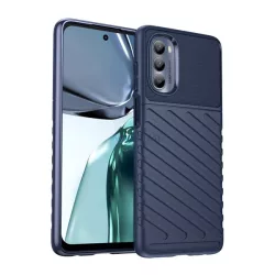   HUSĂ! - Protector de telefon din silicon (rezistent mediu la impact, cu dungi, model convex) ALBASTRU ÎNCHIS Motorola Moto G62 5G (XT2223)