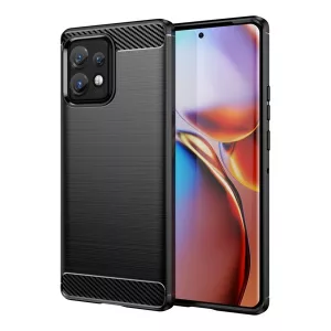 HUSĂ! - Husă silicon pentru telefon (rezistent la impact mediu, bubble heel, periat, model de carbon) negru Motorola Edge 40 Pro
