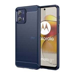 HUSĂ! - Protectie din silicon pentru telefon (rezistenta medie la impact, colt cu perna de aer, periat, model carbon) ALBASTRU INCHIS Motorola Moto G73