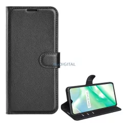   HUSĂ! - Carcasa in picioare, efect piele (FLIP, deschidere laterala, functie suport desktop, premium) NEGRU Realme C33