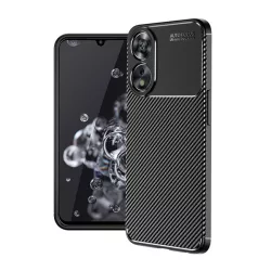   HUSĂ! - Husă silicon pentru telefon (rezistent la impact mediu, bubble heel, model de carbon) negru Oppo A78 5G