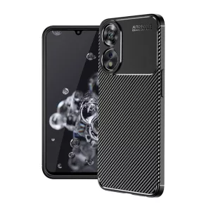 HUSĂ! - Husă silicon pentru telefon (rezistent la impact mediu, bubble heel, model de carbon) negru Oppo A78 5G