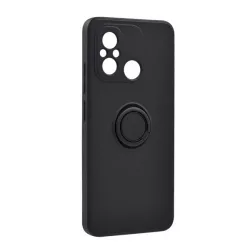   HUSĂ! - Husă silicon pentru telefon (inel titular de telefon, interior microfibră de pluș, placă metalică încorporată, protecție a camerei) negru Xiaomi Redmi 12C