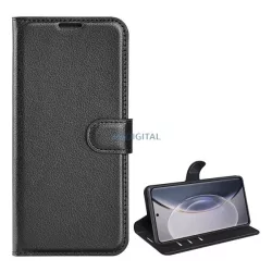   HUSĂ! - Carcasa in picioare, efect piele (FLIP, deschidere laterala, functie suport desktop, premium) NEGRU Vivo X90 Pro