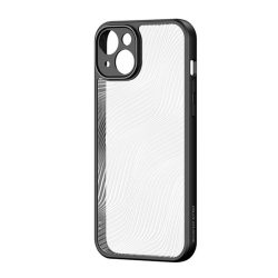   HUSĂ! - Protector de telefon din plastic DUX DUCIS AIMO (rezistenta medie la impact, cadru silicon, protectie camera, mat, model ondulat) NEGRU Apple iPhone 14 Plus