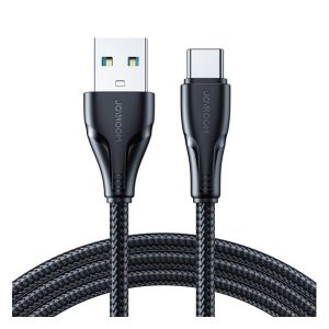 Cablu de date JOYROOM SURPASS (USB - Type-C, 3A, încărcător rapid, 120cm, șiret, anti-rupere) NEGRU