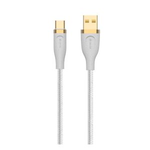 Cablu de date DEVIA STAR (USB - Type-C, 2.4A, încărcător rapid, 150cm) ALB