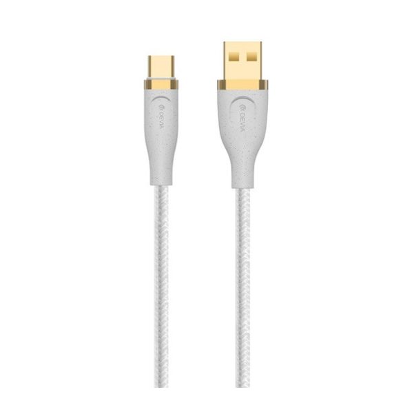 Cablu de date DEVIA STAR (USB - Type-C, 2.4A, încărcător rapid, 150cm) ALB