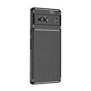 HUSĂ! - Protectie din silicon pentru telefon (rezistenta medie la impact, colt cu perna de aer, model carbon) NEGRU Google Pixel 7a