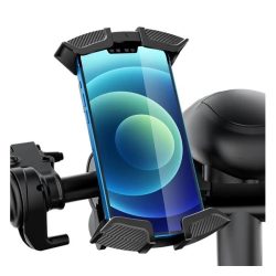   Suport telefon pentru biciclete AWEI X47 (atașabil la ghidon, 360°, model carbon, dimensiune 4,7 - 6,7") NEGRU
