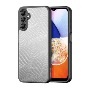 HUSĂ! - Protector de telefon din plastic DUX DUCIS AIMO (rezistență medie la impact, cadru din silicon, protecție pentru cameră, mat, model ondulat) NEGRU Samsung Galaxy A14 4G (SM-A145), Samsung Galaxy A14 5G (SM-A146)