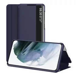   HUSĂ! - Husă în picioare, efect piele (FLIP, deschidere laterală, funcție de suport pentru desktop, afișare număr de telefon, fereastră de vizualizare) ALBASTRU ÎNCHIS Xiaomi Redmi Note 12 5G
