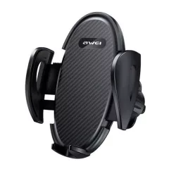   Suport auto AWEI X38 (pentru ventilație, automat, model carbon, dimensiune 4-6.8") NEGRU