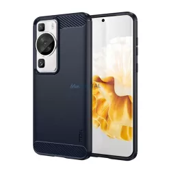   HUSĂ! - Protector de telefon din silicon MOFI (rezistenta la impact mediu, colt cu perna de aer, periat, model carbon) ALBASTRU INCHIS Huawei P60 Pro