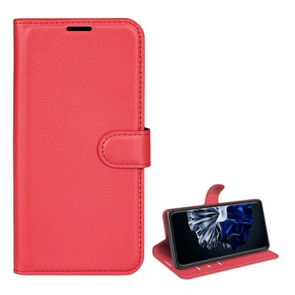 Husă în picioare, efect piele (FLIP, deschidere laterală, funcție de suport pentru birou, premium) ROȘU Huawei P60 Pro