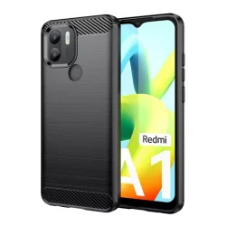   HUSĂ! - Protector de telefon din silicon (rezistenta la impact mediu, colt cu perna de aer, periat, model carbon) NEGRU Xiaomi Redmi A2 Plus