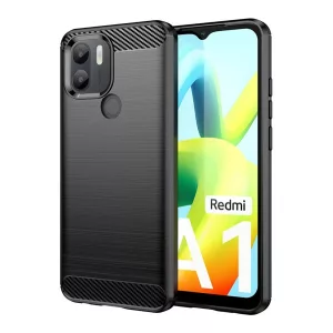 HUSĂ! - Protector de telefon din silicon (rezistenta la impact mediu, colt cu perna de aer, periat, model carbon) NEGRU Xiaomi Redmi A2 Plus