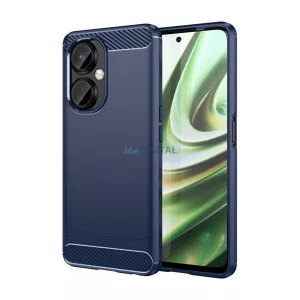 HUSĂ! - Protector de telefon din silicon (rezistență medie la impact, colț cu pernă de aer, periat, model carbon) ALBASTRU ÎNCHIS OnePlus Nord CE 3 Lite 5G