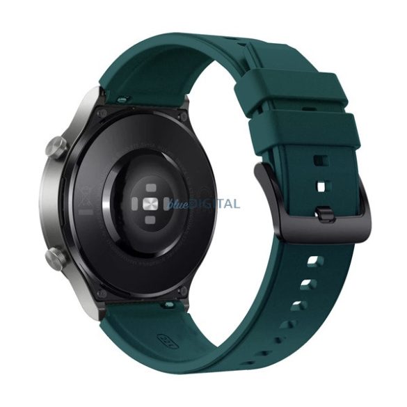Curea de schimb (universală, 22 mm, silicon, reglabilă, cataramă neagră) VERDE ÎNCHIS Garmin Forerunner 220, Garmin Forerunner 225, Garmin Forerunner 230, Garmin Fenix ​​​​6 Sapphire, Garmin Forerunner 630, S