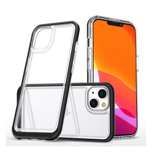 Protectie din silicon pentru telefon (rezistenta la impact mediu, cadru din plastic, spate acrilic, protectie pentru camera) NEGRU Apple iPhone 14