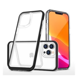   HUSĂ! - Protectie din silicon pentru telefon (rezistenta la impact mediu, cadru din plastic, spate acrilic, protectie pentru camera) NEGRU Apple iPhone 14 Pro