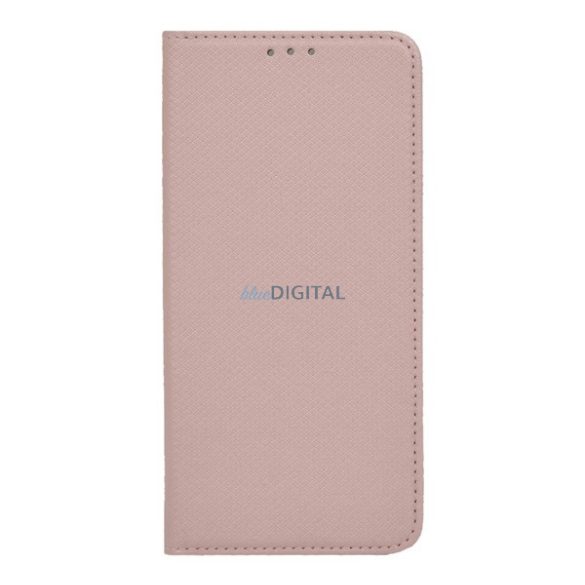 Carcasa in picioare, efect piele (FLIP, deschidere laterala, functie suport de masa, model romb) ROSE GOLD Motorola Moto G82 (XT2225)