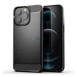   HUSĂ! - Protector de telefon din silicon (rezistență medie la impact, colț cu pernă de aer, periat, model carbon) NEGRU Realme 10
