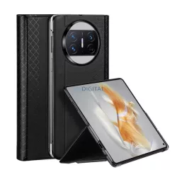   HUSĂ! - Protectie telefon din plastic DUX DUCIS BRIL (rezistenta medie la impact, spate cu efect piele, suport desktop, model romb) NEGRU Huawei Mate X3