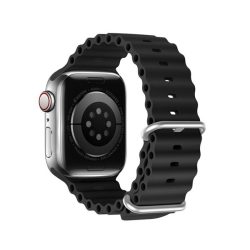   Curea DUX DUCIS (dimensiune personalizată, silicon, reglabilă, model Wave) negru Apple Watch Series 1 42mm, Apple Watch Series 2 42mm, Apple Watch Series SE 2 44mm, Apple Watch Series 7 45mm, Apple W