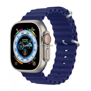 Curea de schimb DUX DUCIS (dimensiune personalizată, mică, silicon, reglabilă, ondulată) ALBASTRU ÎNCHIS Apple Watch Series 1 38mm, Apple Watch Series 2 38mm, Apple Watch Series 3 38mm, Apple Watch Series 4 40mm, Apple Watch Series 5 40mm, Apple Wat