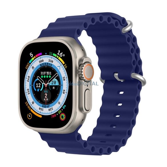 Curea de schimb DUX DUCIS (dimensiune personalizată, mică, silicon, reglabilă, ondulată) ALBASTRU ÎNCHIS Apple Watch Series 1 38mm, Apple Watch Series 2 38mm, Apple Watch Series 3 38mm, Apple Watch Series 4 40mm, Apple Watch Series 5 40mm, Apple Wat