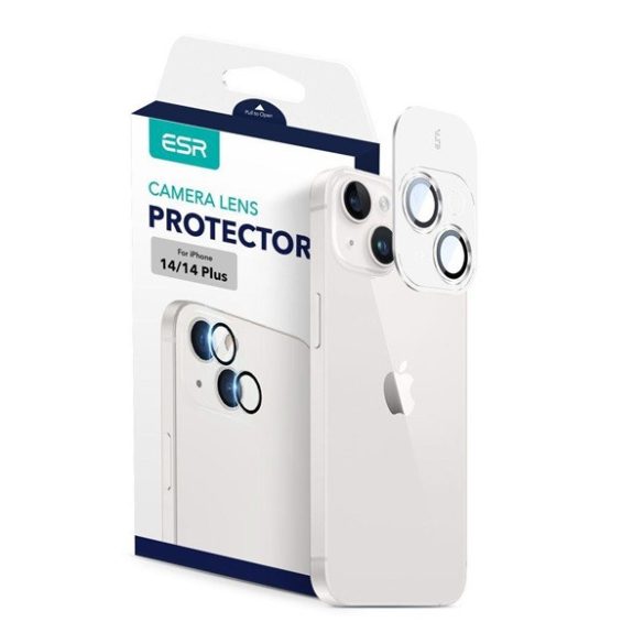 Sticlă de protecție pentru cameră ESR 3 buc (margine rotunjită, rezistență suplimentară la impact, rezistență suplimentară la zgârieturi, compatibil cu carcasa, 9H, numai obiectiv) NEGRU Apple iPhone 14 Plus, Apple iPhone 14