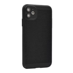   HUSĂ! - Protectie din plastic pentru telefon (respirabila, model perforat, protectie camera) NEGRU Apple iPhone 11