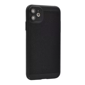 HUSĂ! - Protectie din plastic pentru telefon (respirabila, model perforat, protectie camera) NEGRU Apple iPhone 11