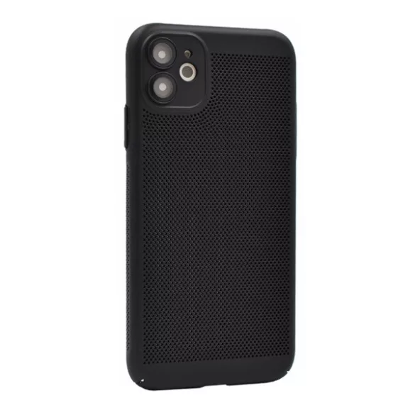 HUSĂ! - Protectie din plastic pentru telefon (respirabila, model perforat, protectie camera) NEGRU Apple iPhone 11