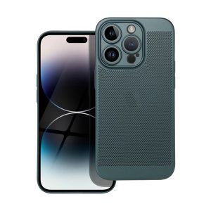 Protecție din plastic pentru telefon (respirabil, model perforat, protecție pentru cameră) VERDE ÎNCHIS Apple iPhone 14 Pro
