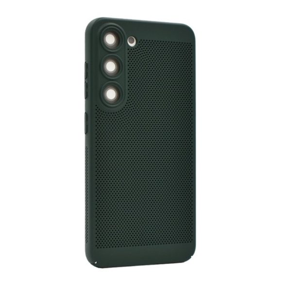 Protecție din plastic pentru telefon (respirabilă, model perforat, protecție pentru cameră) VERDE ÎNCHIS Samsung Galaxy S23 (SM-S911)