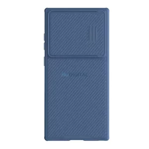 HUSĂ! - Protectie de telefon din plastic NILLKIN CAMSHIELD S (cadru din silicon, rezistenta medie la impact, protectie camera, model in dungi) ALBASTRU INCHIS Samsung Galaxy S23 Ultra (SM-S918)