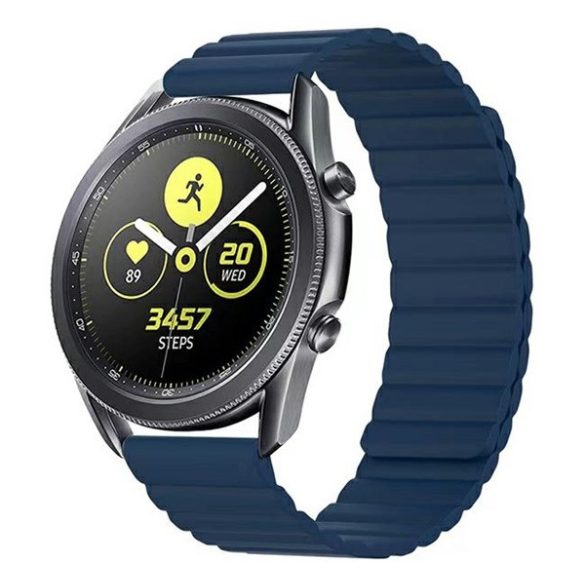 Curea de schimb (universală, 22 mm, silicon, efect piele, 3D, magnetică) ALBASTRU ÎNCHIS