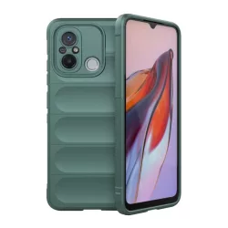   HUSĂ! - Protectie din silicon pentru telefon (rezistenta la impact mediu, protectie camera, model 3D) VERDE INCHIS Xiaomi Redmi 12C