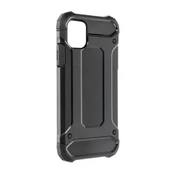   HUSĂ! - Protector de telefon din plastic Defender (rezistenta la impact mediu, colt cu perna de aer, interior din silicon, efect metalic) NEGRU Apple iPhone 15