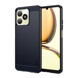   HUSĂ! - Protector de telefon din silicon MOFI (rezistență medie la impact, colț cu pernă de aer, periat, model carbon) ALBASTRU ÎNCHIS Realme C53