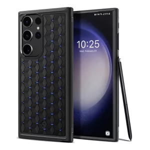 HUSĂ! - Protectie de telefon din silicon SPIGEN CRYO ARMOR (rezistenta la impact, colt cu perna de aer, hexagon) NEGRU Samsung Galaxy S23 Ultra (SM-S918)