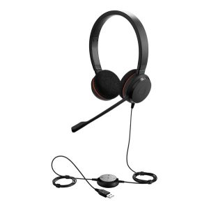 Căști JABRA Evolve 20 UC STEREO (microfon, conector USB, filtru de zgomot + unitate de control al apelurilor) NEGRU