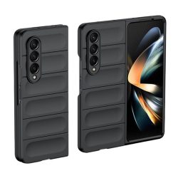   HUSĂ! - Husă silicon pentru telefon (mediu rezistent la șocuri, protecția camerei, model 3D) negru Samsung Galaxy Z Fold 4 (SM-F936)