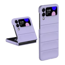   HUSĂ! - Protecție siliconică pentru telefon (rezistență medie la impact, protecție cameră, model 3D) LILA Samsung Galaxy Z Flip4 5G (SM-F721)