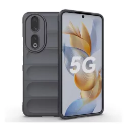   HUSĂ! - Protectie din silicon pentru telefon (rezistenta medie la impact, protectie camera, model 3D) DARK GREY Honor 90 5G