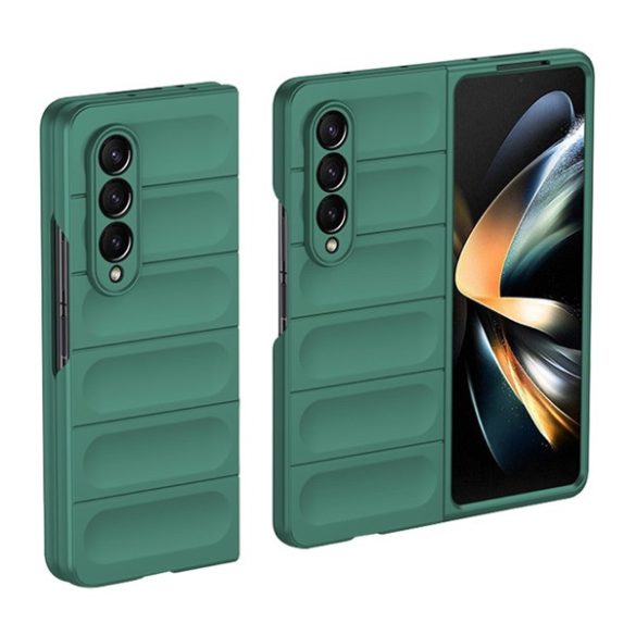 HUSĂ! - Protector din silicon pentru telefon (rezistență medie la impact, protecție pentru cameră, model 3D) VERDE ÎNCHIS Samsung Galaxy Z Fold4 5G (SM-F936)